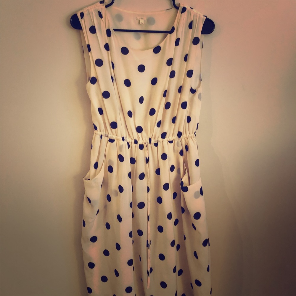 J.Crew black/white polka dot silk dress